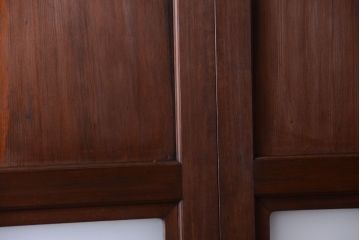 和製アンティーク　上質な古いすりガラス帯の引き戸2枚セット(ガラス帯戸)