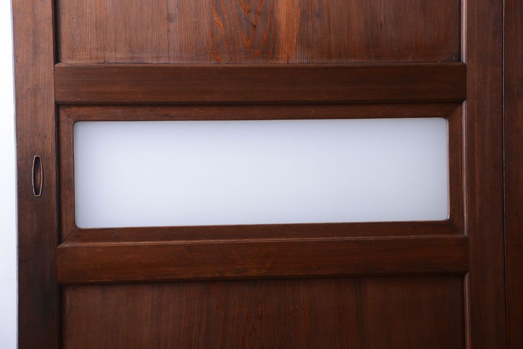 和製アンティーク　上質な古いすりガラス帯の引き戸2枚セット(ガラス帯戸)