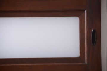 和製アンティーク　上質な古いすりガラス帯の引き戸2枚セット(ガラス帯戸)