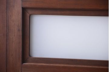 和製アンティーク　上質な古いすりガラス帯の引き戸2枚セット(ガラス帯戸)