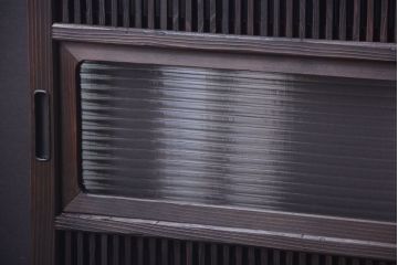 古民具・骨董　裏障子付き!モールガラス帯のアンティーク格子戸4枚セット