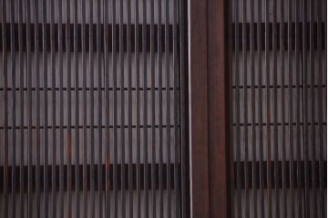 古民具・骨董　裏障子付き!モールガラス帯のアンティーク格子戸4枚セット