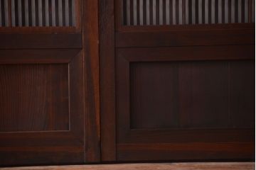 古民具・骨董　裏障子付き!モールガラス帯のアンティーク格子戸4枚セット