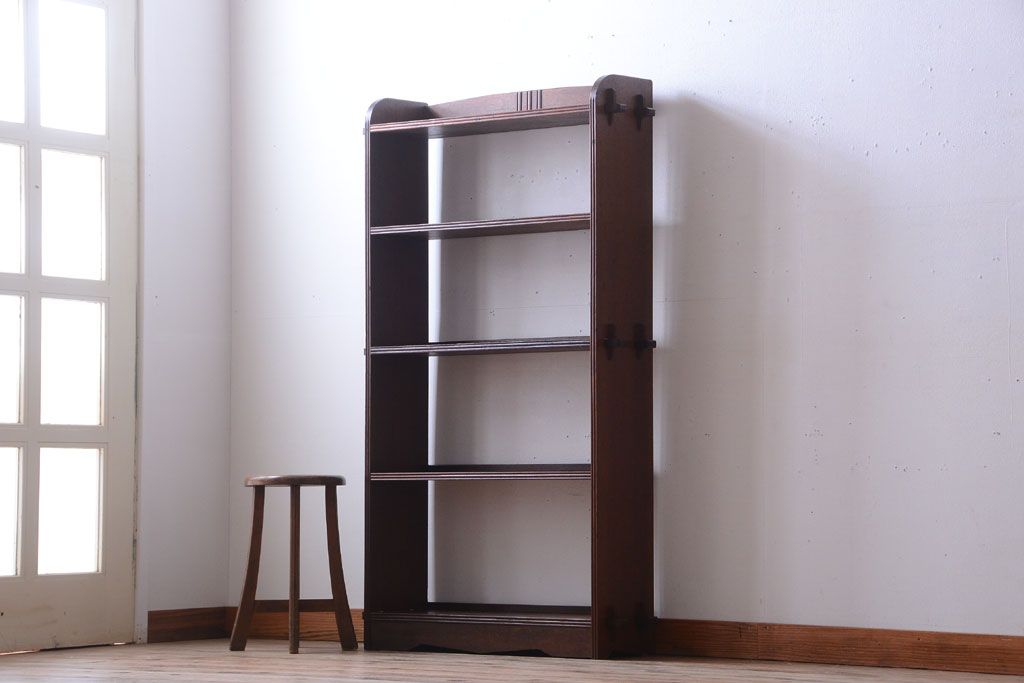 アンティーク家具　和製アンティーク　古い木の楔(くさび)式本棚(ブックシェルフ)