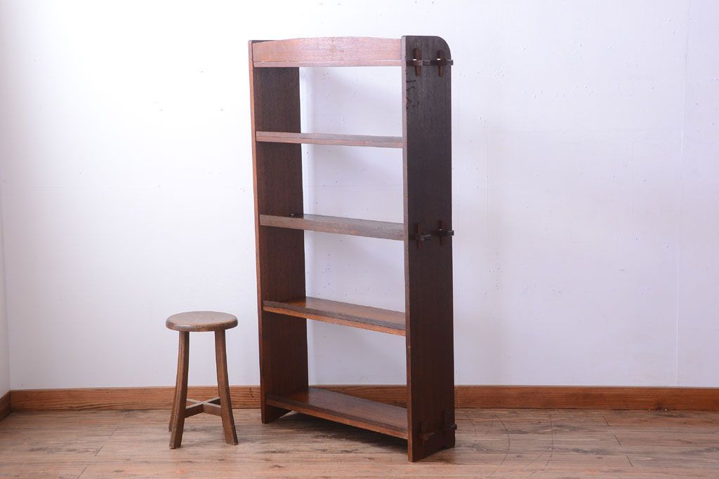 アンティーク家具　和製アンティーク　古い木の楔(くさび)式本棚(ブックシェルフ)