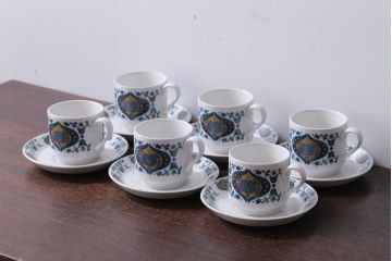 アンティーク雑貨　イギリスビンテージ　MIDWINTER(ミッドウィンター)Bengal(ベンガル)シリーズ　カップ&ソーサー6客セット