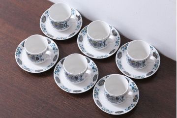 アンティーク雑貨　イギリスビンテージ　MIDWINTER(ミッドウィンター)Bengal(ベンガル)シリーズ　カップ&ソーサー6客セット