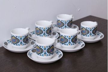 アンティーク雑貨　イギリスビンテージ　MIDWINTER(ミッドウィンター)Bengal(ベンガル)シリーズ　カップ&ソーサー6客セット