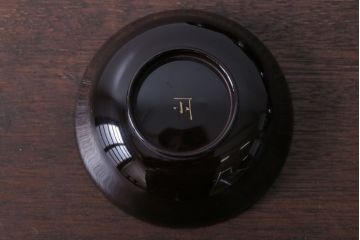 アンティーク雑貨　アンティーク　大正〜昭和初期　鶴亀の図　沈金蒔絵木製椀9客