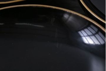 アンティーク雑貨　アンティーク　大正〜昭和初期　鶴亀の図　沈金蒔絵木製椀9客