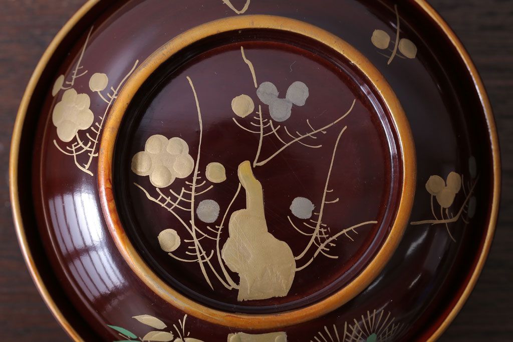 アンティーク雑貨　アンティーク　大正〜昭和初期!古い蒔絵の木製椀10客