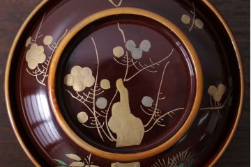 アンティーク雑貨　アンティーク　大正〜昭和初期!古い蒔絵の木製椀10客