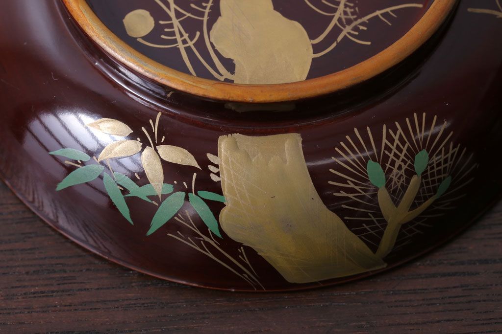 アンティーク雑貨　アンティーク　大正〜昭和初期!古い蒔絵の木製椀10客