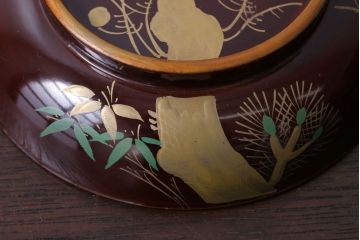 アンティーク雑貨　アンティーク　大正〜昭和初期!古い蒔絵の木製椀10客