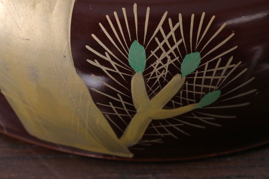 アンティーク雑貨　アンティーク　大正〜昭和初期!古い蒔絵の木製椀10客