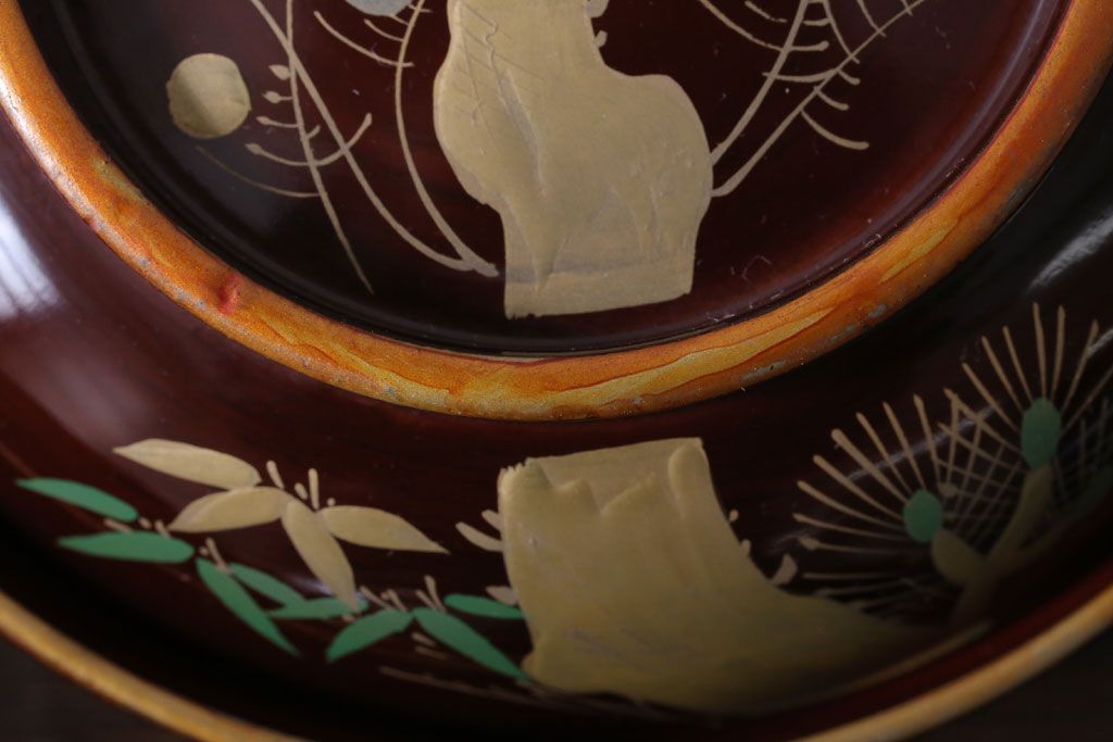 アンティーク雑貨　アンティーク　大正〜昭和初期!古い蒔絵の木製椀10客