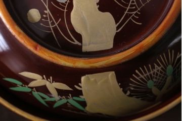 アンティーク雑貨　アンティーク　大正〜昭和初期!古い蒔絵の木製椀10客