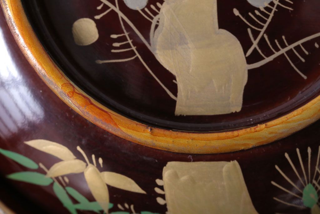 アンティーク雑貨　アンティーク　大正〜昭和初期!古い蒔絵の木製椀10客