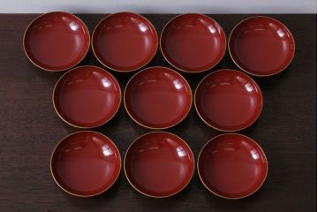 アンティーク雑貨　アンティーク　大正〜昭和初期!古い蒔絵の木製椀10客