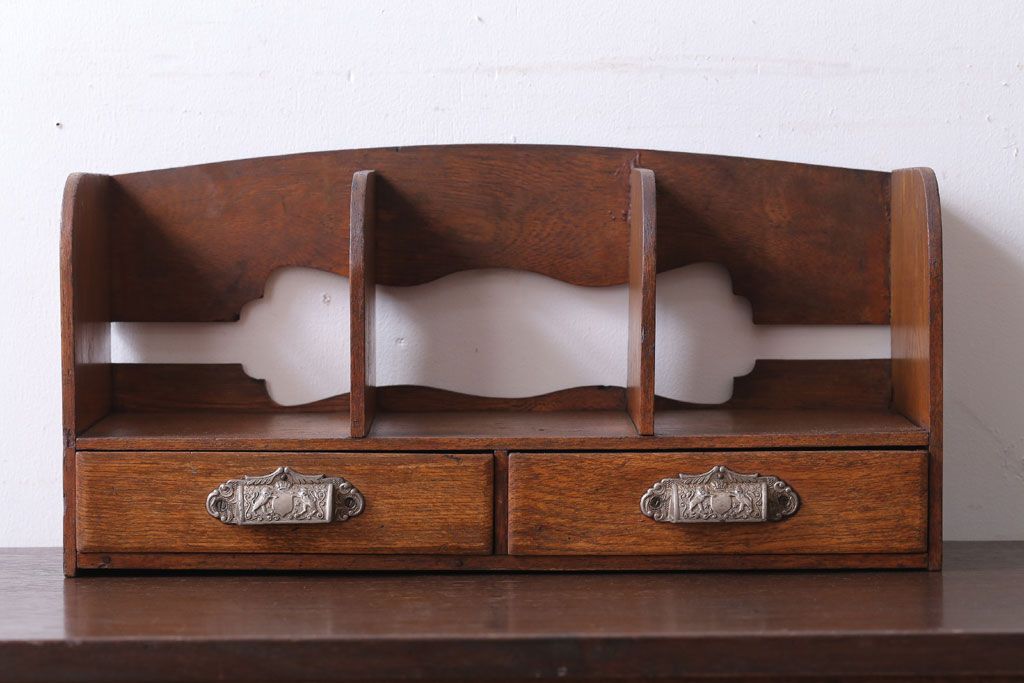 アンティーク雑貨　和製アンティーク　古い木のレトロな引き出し付き本立て