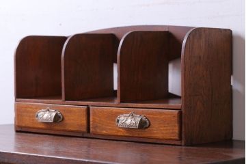 アンティーク雑貨　和製アンティーク　古い木のレトロな引き出し付き本立て