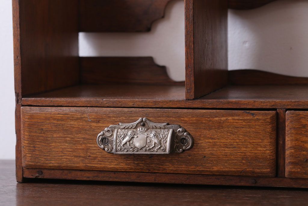 アンティーク雑貨　和製アンティーク　古い木のレトロな引き出し付き本立て