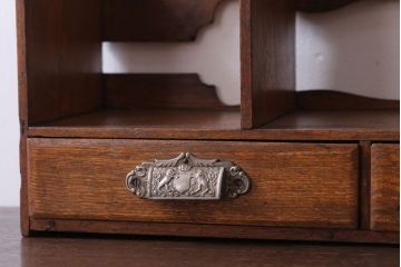 アンティーク雑貨　和製アンティーク　古い木のレトロな引き出し付き本立て