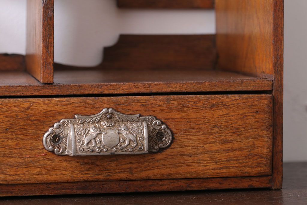 アンティーク雑貨　和製アンティーク　古い木のレトロな引き出し付き本立て