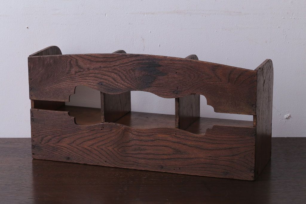 アンティーク雑貨　和製アンティーク　古い木のレトロな引き出し付き本立て