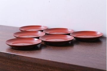 アンティーク雑貨　アンティーク　大正〜昭和初期!千鳥の図　木製蒔絵皿6枚(漆器)