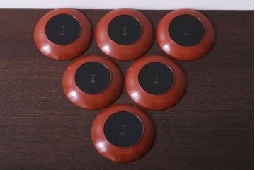アンティーク雑貨　アンティーク　大正〜昭和初期!千鳥の図　木製蒔絵皿6枚(漆器)