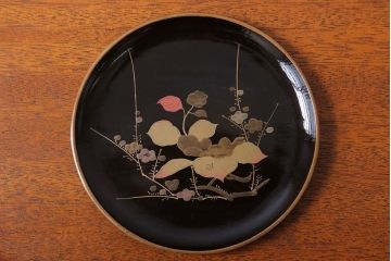 アンティーク雑貨　アンティーク　古い蒔絵の木製皿　8枚セット(漆器)