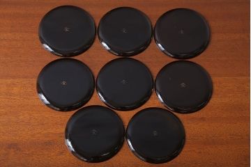アンティーク雑貨　アンティーク　古い蒔絵の木製皿　8枚セット(漆器)