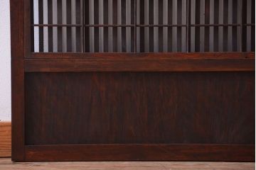 古民具・骨董　裏障子付き!古い木のガラス帯格子戸2枚セット