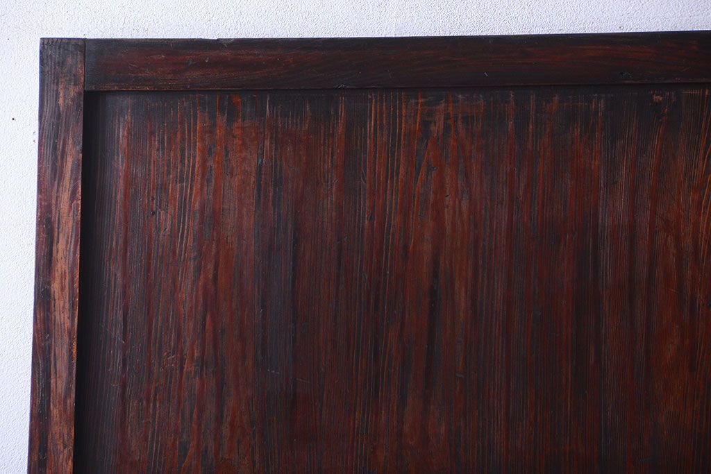 古民具・骨董　明治〜大正期　裏結霜ガラス入り!古い格子帯戸2枚セット(ガラス帯戸)