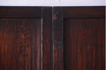 古民具・骨董　明治〜大正期　裏結霜ガラス入り!古い格子帯戸2枚セット(ガラス帯戸)