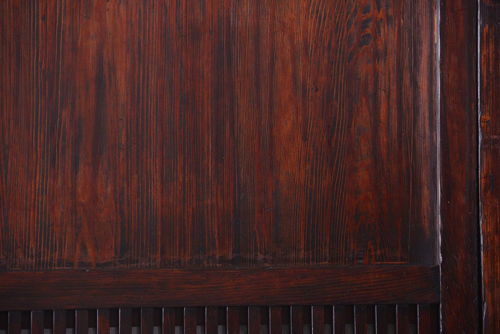 古民具・骨董　明治〜大正期　裏結霜ガラス入り!古い格子帯戸2枚セット(ガラス帯戸)