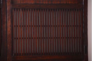 古民具・骨董　明治〜大正期　裏結霜ガラス入り!古い格子帯戸2枚セット(ガラス帯戸)