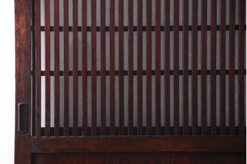 古民具・骨董　明治〜大正期　裏結霜ガラス入り!古い格子帯戸2枚セット(ガラス帯戸)