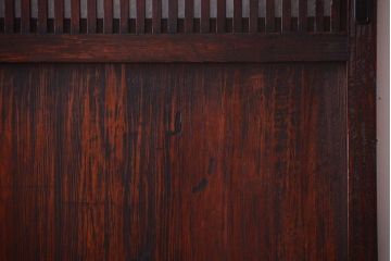 古民具・骨董　明治〜大正期　裏結霜ガラス入り!古い格子帯戸2枚セット(ガラス帯戸)