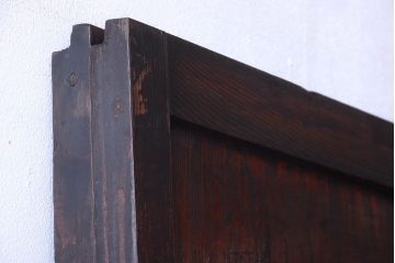 古民具・骨董　明治〜大正期　裏結霜ガラス入り!古い格子帯戸2枚セット(ガラス帯戸)