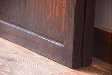 古民具・骨董　明治〜大正期　裏結霜ガラス入り!古い格子帯戸2枚セット(ガラス帯戸)