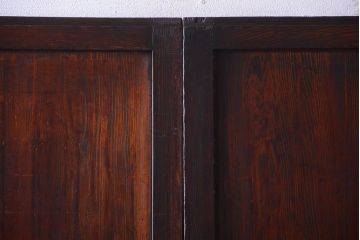 古民具・骨董　明治〜大正期　裏結霜ガラス入り!古い格子帯戸2枚セット(ガラス帯戸)