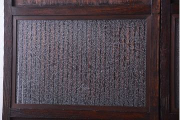 古民具・骨董　明治〜大正期　裏結霜ガラス入り!古い格子帯戸2枚セット(ガラス帯戸)