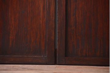 古民具・骨董　明治〜大正期　裏結霜ガラス入り!古い格子帯戸2枚セット(ガラス帯戸)