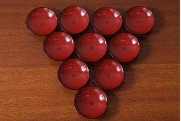 アンティーク雑貨　アンティーク　昭和初期　蒔絵木製椀10客(漆器)(1)
