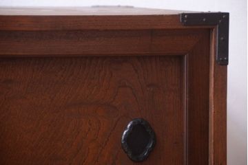 アンティーク家具　古民具・骨董　厚手金具の時代箪笥ローボード(2)
