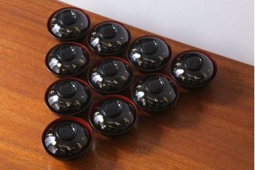 アンティーク雑貨　アンティーク　昭和初期!蒔絵木製椀10客(漆器)(2)