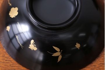 アンティーク雑貨　アンティーク　昭和初期!蒔絵木製椀10客(漆器)(2)