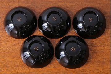 アンティーク雑貨　アンティーク　大正〜昭和初期　輪島塗木製蒔絵椀5客(1)